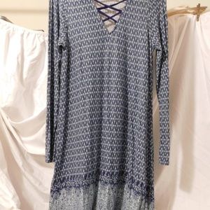 Boho long Sleeve V-Neck Midi 1X